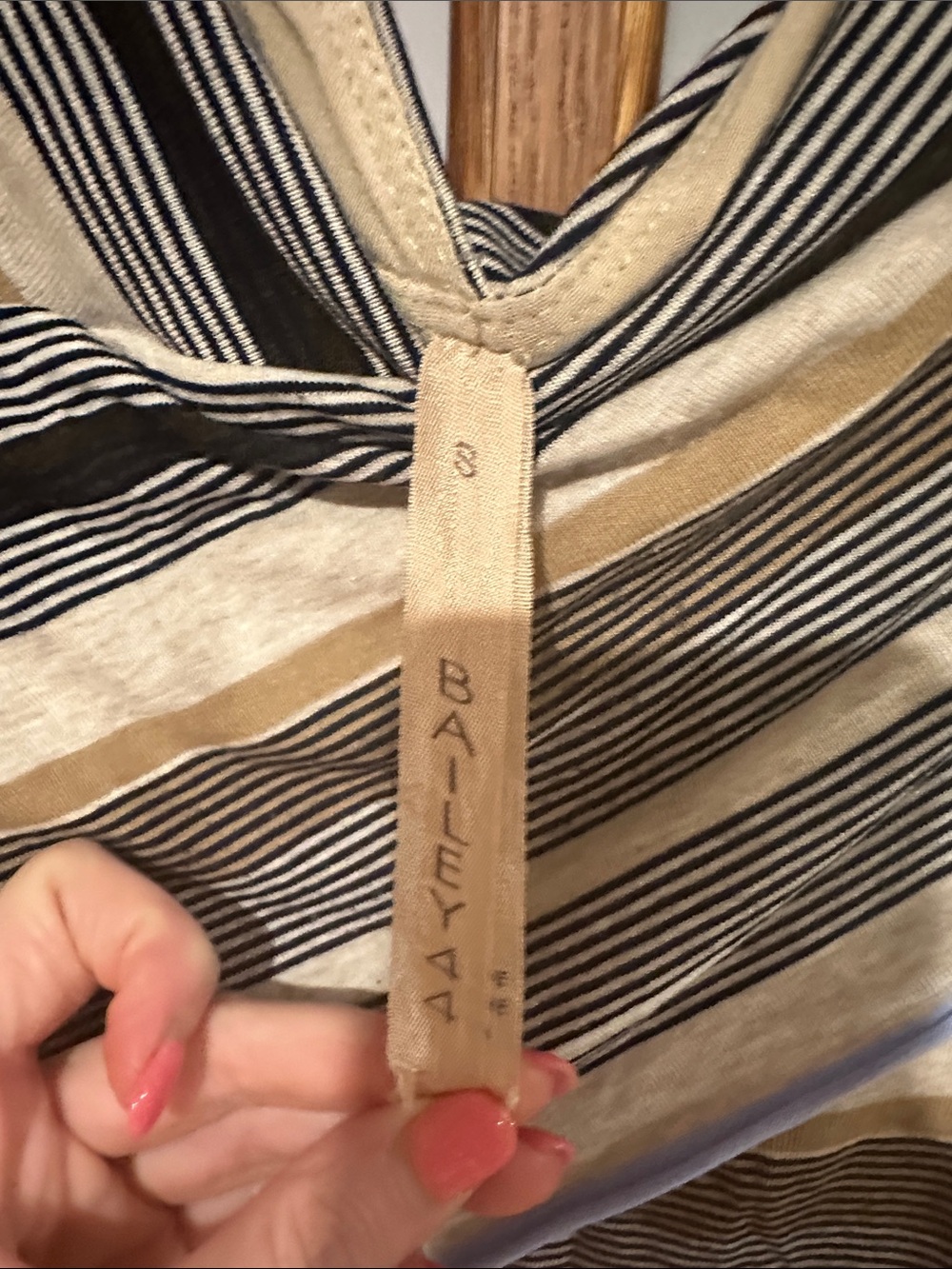 Bailey 44 Striped Layered Midi Dress in Blue, Black & Tan - Picture 2 of 7